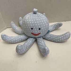 Octopus Blue White Plush Rattle Toy Mr Sock T Pus by Baby Aspen 11” Baby Lovey